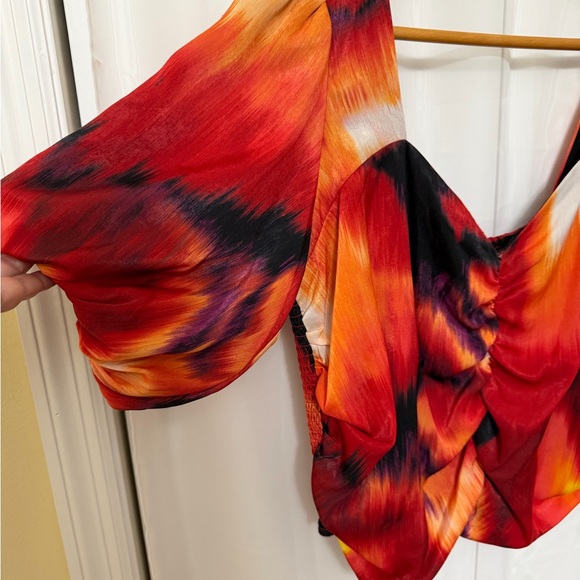 DKNY Abstract Print Satin Blouse Large - Picture 3 of 10